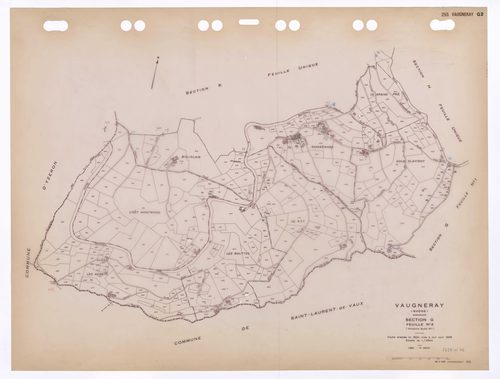Section G feuille n°2 (ancienne feuille n°1). Feuille dressée en 1824 mise à jour pour 1956. 2e édition à jour pour 1980.
