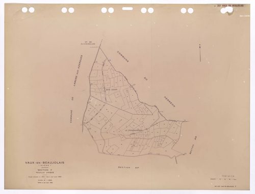 Section F feuille unique. Feuille dressée en 1820 mise à jour pour 1969. Edition à jour pour 1984.