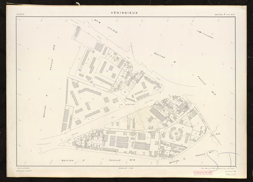 Section F feuille n°3. Plan établi pour 1950. 2e édition à jour pour 1974.