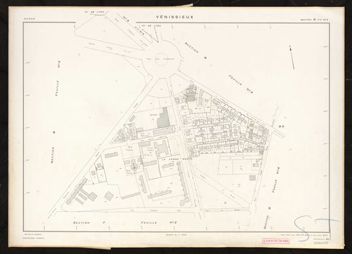 Section B feuille n°3. Plan établi pour 1950. 2e édition à jour pour 1974.