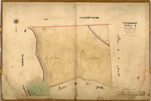 Section A dite du Moulin à Vents, feuille n°3 : une partie de la section a été attribuée à Saint-Fons en 1888.