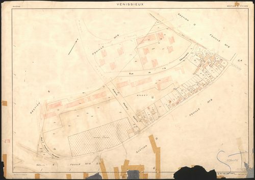 Section E feuille n°5. Plan établi pour 1950.