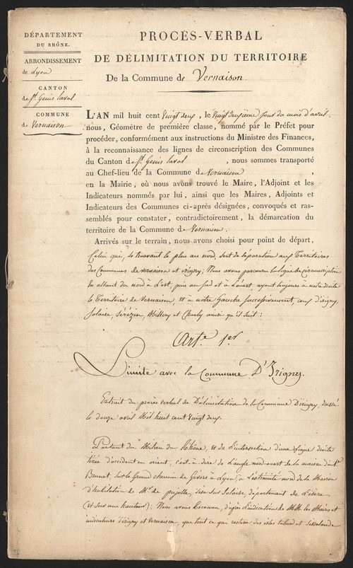 Vernaison, 22 avril 1822.