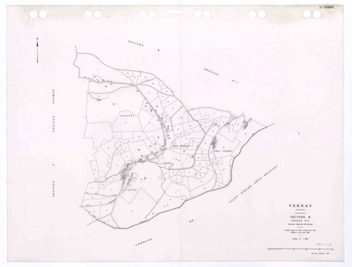 Section B feuille n°2 (ancienne feuille B1, B2,B5, B6). Feuille dressée en 1823 révisée pour 1932. Edition à jour pour 1984.