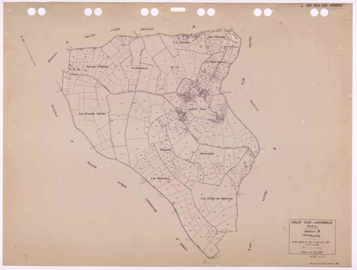 Section B 1ère feuille. Feuille dressée en 1827, révisée pour 1937. Edition à jour pour 1984.