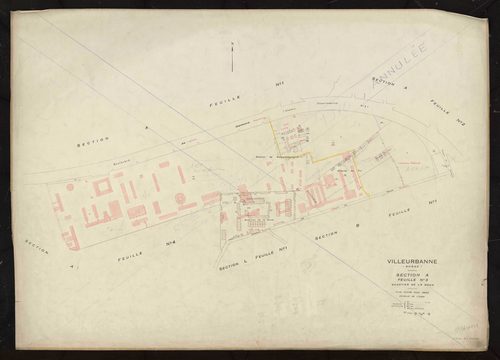 Section A feuille n°3 quartier de la Doua. Plan révisé pour 1944. Feuille rééditée pour 1970. Feuille annulée.