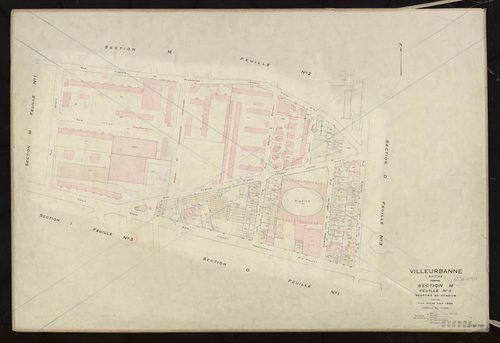 Section M feuille n°3 quartier du Stadium. Plan revisé pour 1944. Feuille rééditée pour 1967.