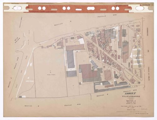 Section E feuille n°3 quartier de la Soie. Feuille dressée en 1812, mise à jour pour 1944. 3e édition à jour pour 1979. Plan annulé.