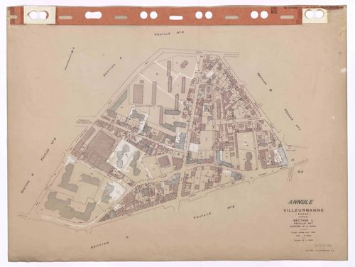 Section L feuille n°1 quartier de la Doua. Feuille révisée pour 1944. 3e édition à jour pour 1979. Plan annulé.