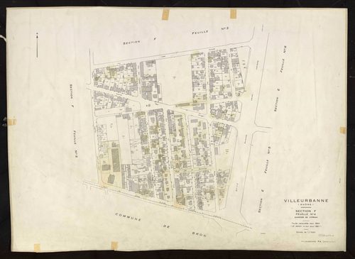Section F feuille n°4 quartier de Cyprian. Feuille renouvelée pour 1944. 2e édition à jour pour 1967.