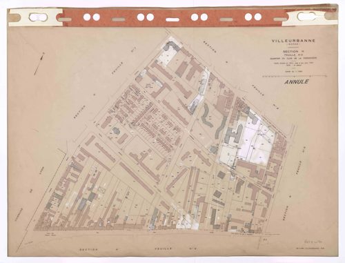 Section H feuille n°3 quartier du Clos de la Ferrandière. Feuille dressée en 1812, mise à jour pour 1944. 3e édition à jour pour 1979. Plan annulé.