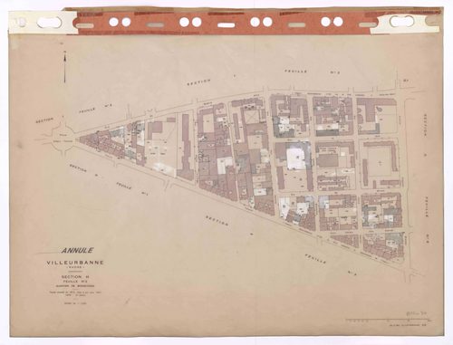 Section H feuille n°2 quartier de Bonneterre. Feuille dressée en 1812, mise à jour pour 1944. 3e édition à jour pour 1979. Plan annulé.