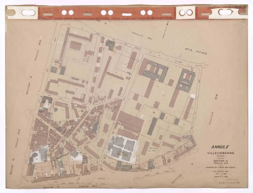 Section G feuille n°6 quartier de l'Hôtel des Postes. Plan révisé pour 1944. 3e édition à jour pour 1979. Plan annulé.