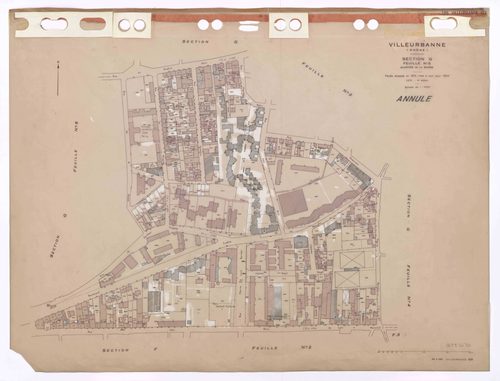 Section G feuille n°5 quartier de la Baisse. Feuille dressée en 1812, mise à jour pour 1944. 4e édition à jour pour 1979. Plan annulé.