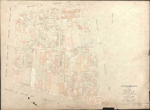 Section D feuille n°3 quartier du Boucheret. Plan révisé pour 1944. Feuille rééditée pour 1967.