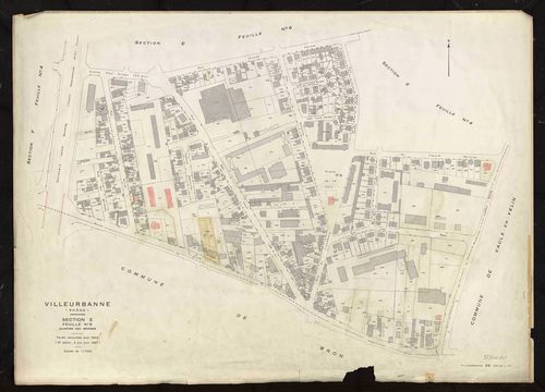 Section E feuille n°5 quartier des Brosses. Feuille renouvelée pour 1944. 2e édition à jour pour 1967.