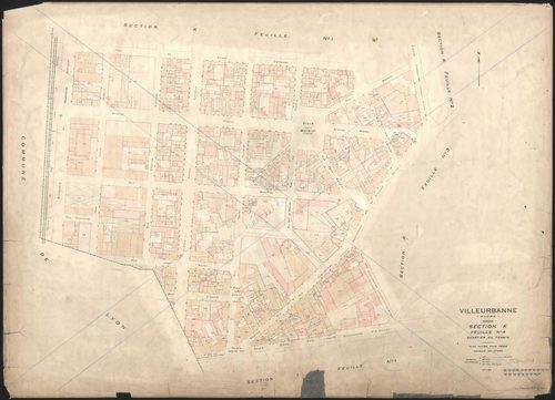 Section K feuille n°4 quartier du Tonkin. Plan revisé pour 1944. Feuille rééditée pour 1967.