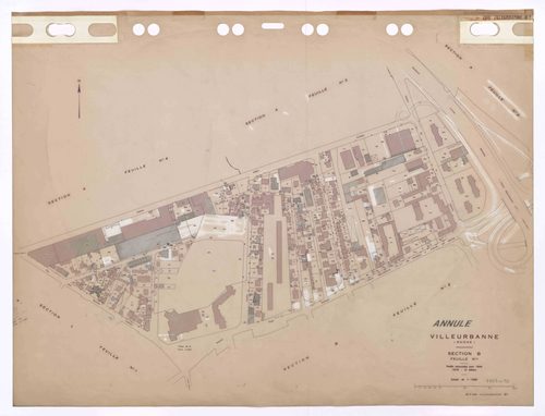 Section B feuille n°1. Feuille dressée en 1812, mise à jour pour 1944. 3e édition à jour pour 1979. Plan annulé.