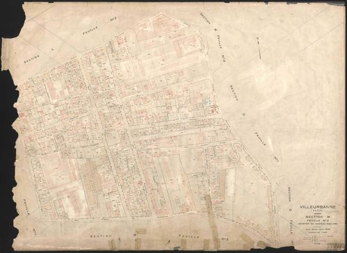 Section M feuille n°2 quartier du Château Gaillard. Plan revisé pour 1944. Feuille rééditée pour 1967.
