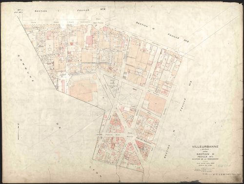 Section H feuille n°1 quartier de la Ferrandière. Plan révisé pour 1944. Feuille rééditée pour 1968.