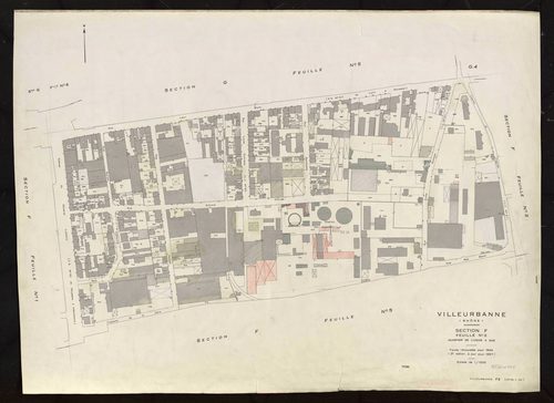 Section F feuille n°2 quartier de l'usine à gaz. Feuille renouvelée pour 1944. 2e édition à jour pour 1967.
