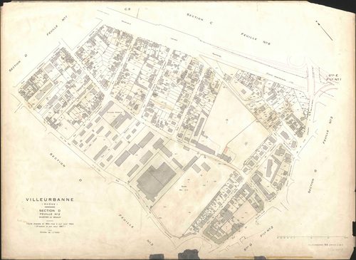 Section D feuille n°2 quartier du Roulet. Feuille dressée en 1812, mise à jour pour 1944. 2e édition à jour pour 1967.