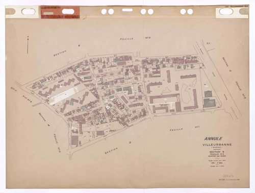 Section B feuille n°3 quartier des Buers. Feuille dressée en 1812, mise à jour pour 1944. 3e édition à jour pour 1979. Plan annulé.