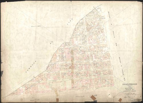 Section I feuille n°1 quartier de la Bascule. Plan révisé pour 1944. Feuille rééditée pour 1967.