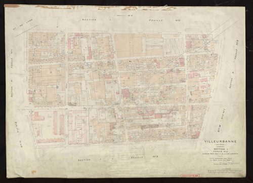 Section I feuille n°2 quartier Emile Zola et de la Cité Lafayette. Feuille révisée pour 1944. 1ère édition à jour pour 1959.