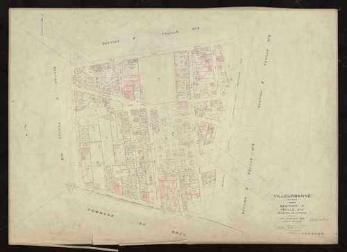 Section F feuille n°4 quartier de Cyprian. Plan révisé pour 1944. Feuille rééditée pour 1967.