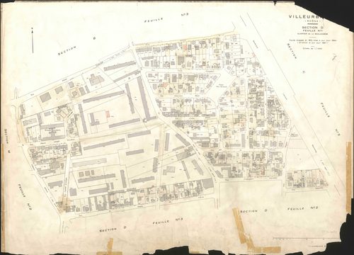 Section D feuille n°1 quartier de la Boulangère. Feuille dressée en 1812, mise à jour pour 1944. 2e édition à jour pour 1967.