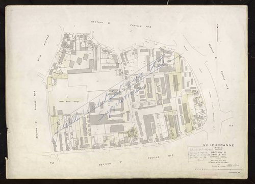 Section G feuille n°4 quartier de l'hôpital. Plan révisé pour 1944. 2e édition à jour pour 1968. Feuille réditée pour 1975. Feuille supprimée.