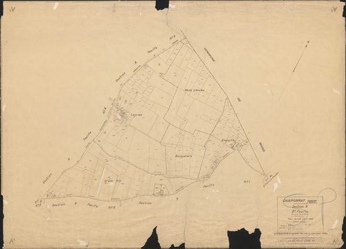 Section A 3e feuille (ancienne 4e feuille). Plan révisé pour 1938. Calque cliché de reproduction mis à jour pour 1968.