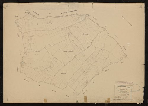 Section B 1ère feuille. Plan révisé pour 1938. Calque cliché de reproduction mis à jour pour 1968.