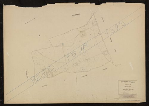Section G 2e feuille (partie de l'ancienne section D 2e feuille de la commune de Marennes). Plan révisé pour 1938. Réédité pour 1979.