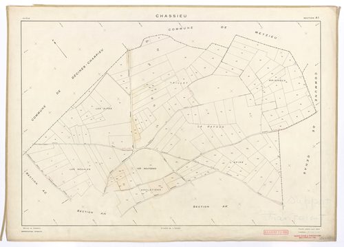 Section AI. Feuille refaite pour 1954. Calque cliché de reproduction mis à jour pour 1968.