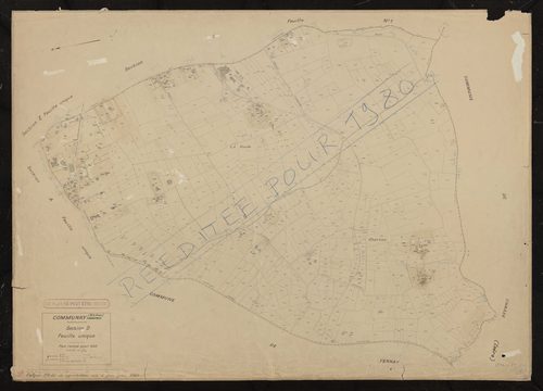 Section D feuille unique. Plan révisé pour 1939. Calque cliché de reproduction mis à jour pour 1968. Réédité pour 1980.