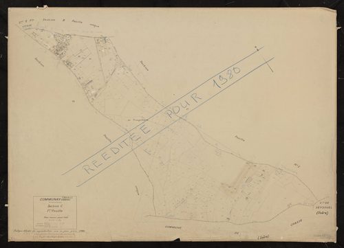 Section C feuille n°1. Plan révisé pour 1939. Calque cliché de reproduction mis à jour pour 1968. Réédité pour 1980.