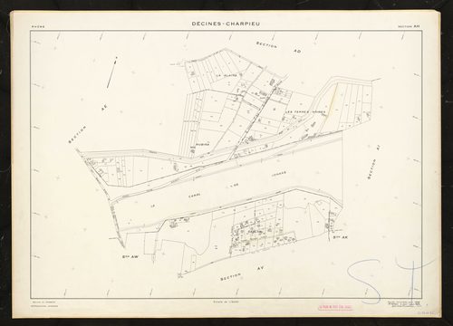 Section AH. Feuille renouvelée pour 1956. 3e édition à jour pour 1974.