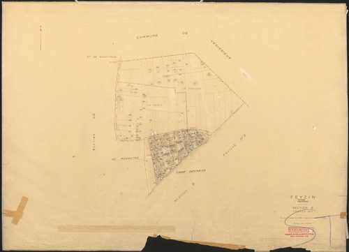 Section B feuille n°1. Feuille dressée en 1831. Mise à jour pour 1959. Calque cliché de reproduction mis à jour pour 1968.