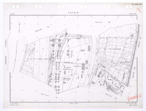Section AK. Feuille renouvelée pour 1959. 3e édition pour 1980. Plan annulé.