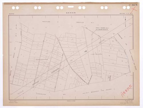 Section F feuille n°2. Plan établi pour 1953. 2e edition pour 1980. Feuille annulée, remembrée en 1988 en section ZL.