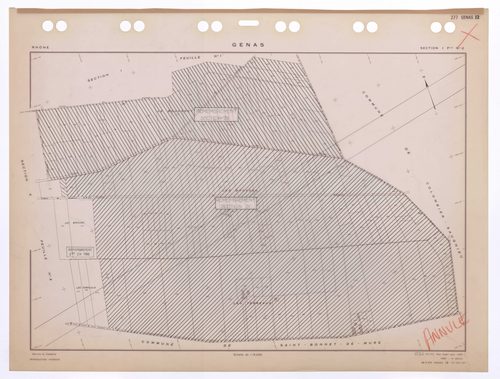 Section I feuille n°2. Plan établi pour 1953. 2e edition pour 1980. Feuille annulée, remembrée intégralement pour 1988 en sections ZB, ZC et ZH.