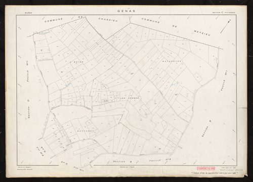 Section C feuille unique. Plan établi pour 1953. Calque cliché reproduction mis à jour pour 1968.