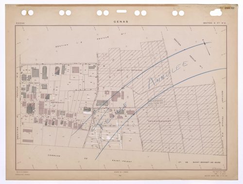 Section E feuille n°2. Plan établi pour 1953. 3e edition pour 1980. Feuille annulée, remembrée en partie en section ZM.