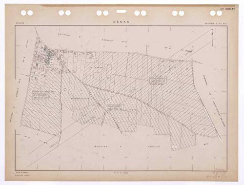 Section F feuille n°1. Plan établi pour 1953. 2e edition pour 1980. Feuille annulée, remembrée en partie en sections ZK, ZL et ZM. Voir section F unique.