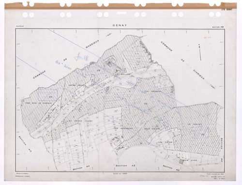 Section AB. Feuille renouvelée pour 1959. 3e édition pour 1979. Feuille annulée pour 1999 suite à l'incorporation des zones exclues dans la section remembrée ZD.