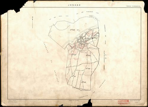 Tableau d'assemblage (TA). Cadastre révisé pour 1955. Calque cliché de reproduction mis à jour pour 1968.