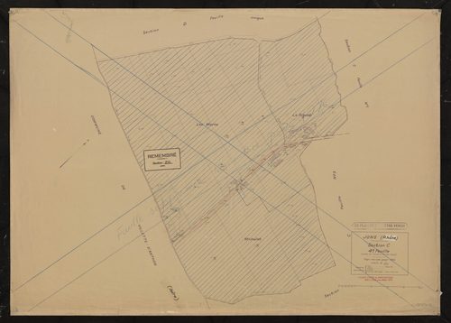 Section C 4e feuille (partie de l'ancienne feuille unique). Plan révisé pour 1934. Calque cliché de reproduction pour 1974.