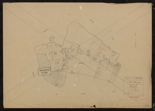 Section B 2e feuille (partie de l'ancienne feuille unique). Plan révisé pour 1934. Feuille rééditée pour 1976. La zone de remembrement ZB est représentée sur ce plan.